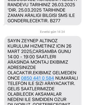 Montaj Hizmeti İçin Belirsiz Saatler Ve Ulaşılamayan Müşteri Hizmetleri