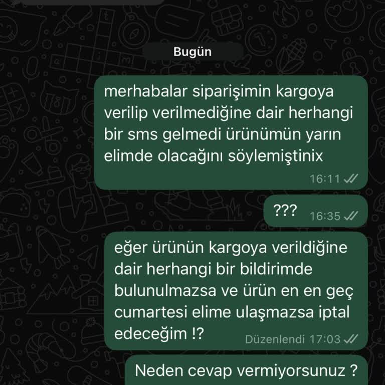 Sipariş Onayı Alındı, Kargo Bilgisi Yok