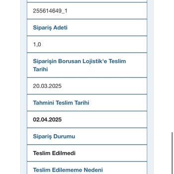Borusan Lojistik Teslimat Sorunu Ve Yanlış Bilgilendirme