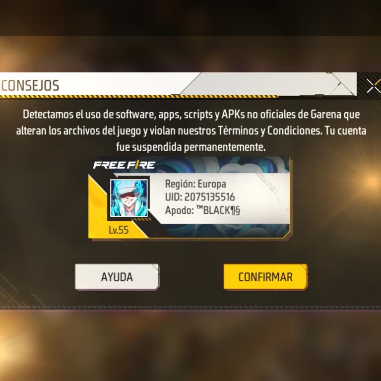 Cuenta bloqueada de Garena Free Fire, solicito recuperación