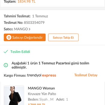 Trendyol'dan Alınan Kabanın Hızla Yıpranması