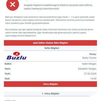 İptal Edilen Biletin İadesi İçin Çözüm Bulunamıyor