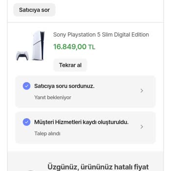 Hepsiburada'da Fiyat Hatası Sebebiyle İptal Edilen Sipariş