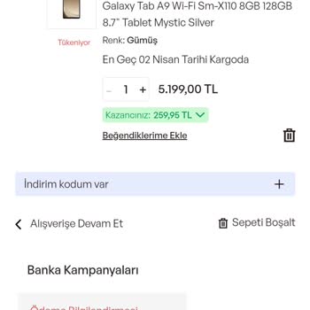 Samsung TAB A9 Fiyat Tutarsızlığı Can Sıkıyor