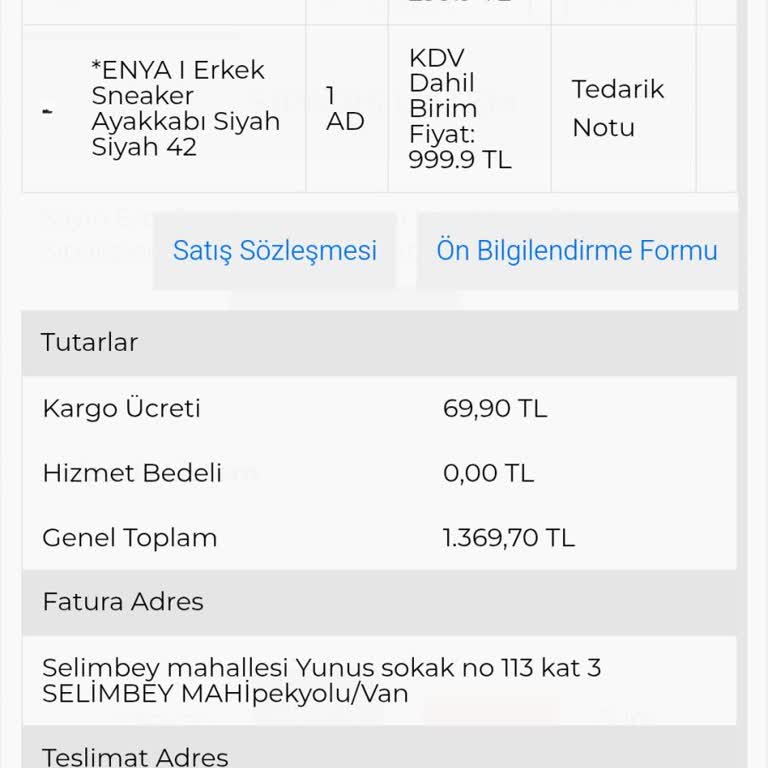 Sipariş Bilgisi Eksikliği Ve Mağduriyet