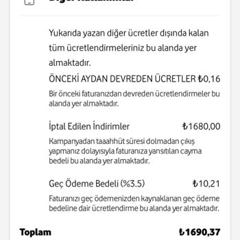 Vodafone Yanlış Fatura ve Cayma Bedeli Sorunu