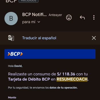 Cobro no autorizado de ResumeCoach, solicito reembolso