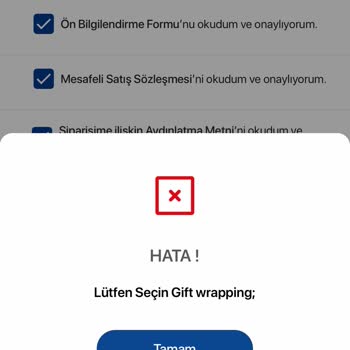 Sipariş Oluşturma Hatası: Sepetimdeki Ürünü Alamıyorum