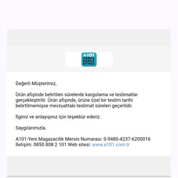 A101 Siparişimde Eksik Ürün Ve İlgisiz Müşteri Hizmetleri