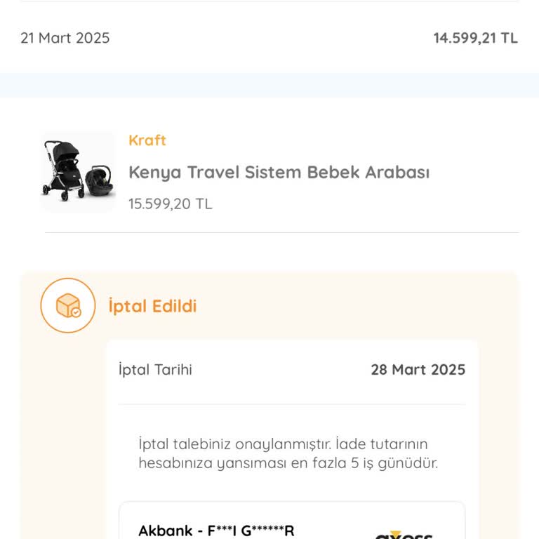 İndirimli Bebek Arabası Siparişinin İptali