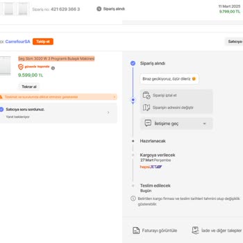 Teslim Edilemeyen Bulaşık Makinesi Ve Sürekli Oyalama