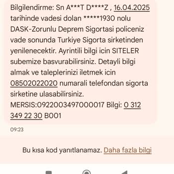 İzinsiz Yenilenen Konut Sigortası Poliçesi