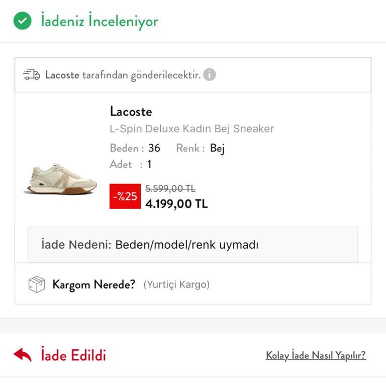 Beymen'den Alınan Ayakkabının İadesinde Yaşanan Sorun