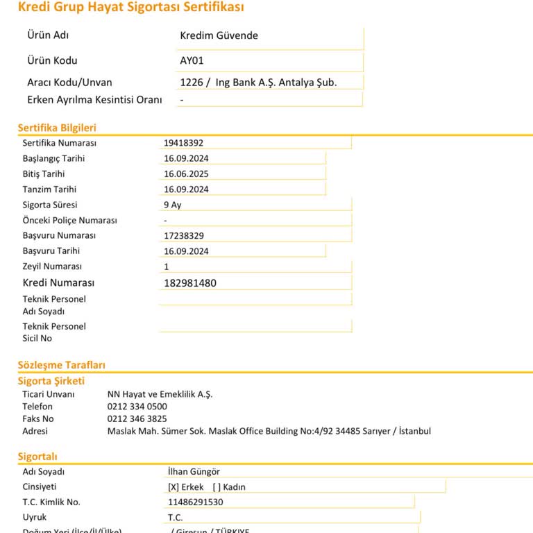 Zorunlu Hayat Sigortası Kesintisinin İadesini Talep Ediyorum