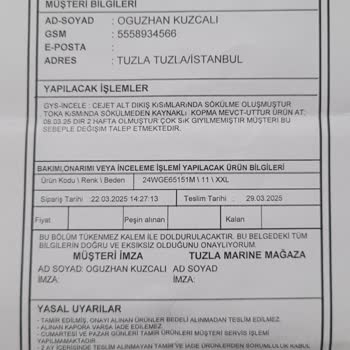 Derimod Ceketinde Dikiş Problemi Ve Müşteri Hizmetleri Hayal Kırıklığı