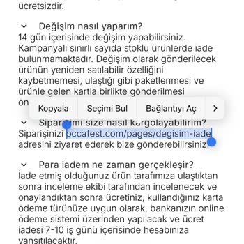 İade Sürecinde Çıkmaz: Occafest.com'un Eksik Sayfası