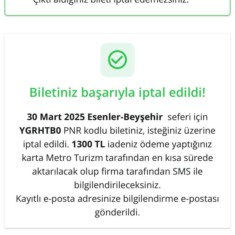 Bilet İptali Sonrası İade Bekleyişi