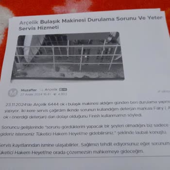 Arçelik Bulaşık Makinesi Sorunları Ve İade Süreci