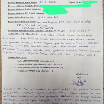 Dilek Halı Defolu Halılar ve İlgisiz Hizmet
