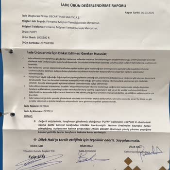 Dilek Halı Defolu Halılar ve İlgisiz Hizmet