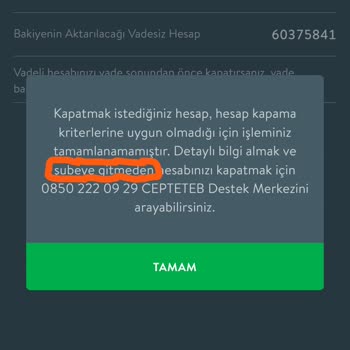 CepteTeb Uygulamasıyla Hesap Kapatma Sorunu