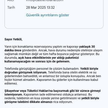 Hizmet Alınmadan Kesilen Kapora: Castle Nolana Otel Mağduriyeti