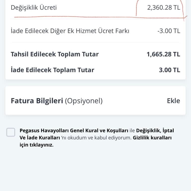 Uçuş Tarihi Değişikliği İçin Yüksek Ücret Talebi