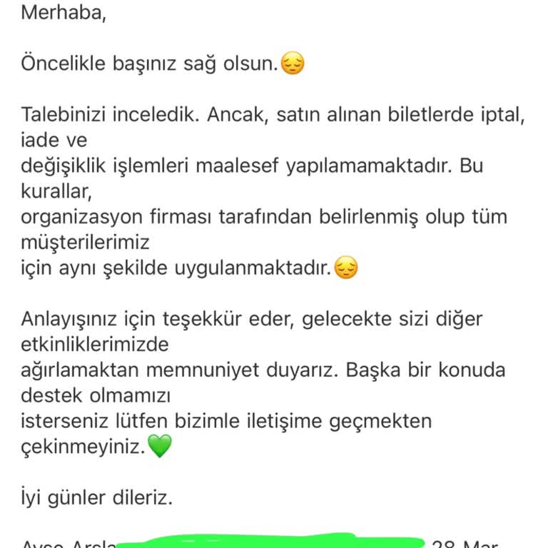 Bilet İade Talebime Yanıt Alamıyorum
