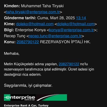 Alamo Araç Kiralama Rezervasyon İptali Mağduriyeti