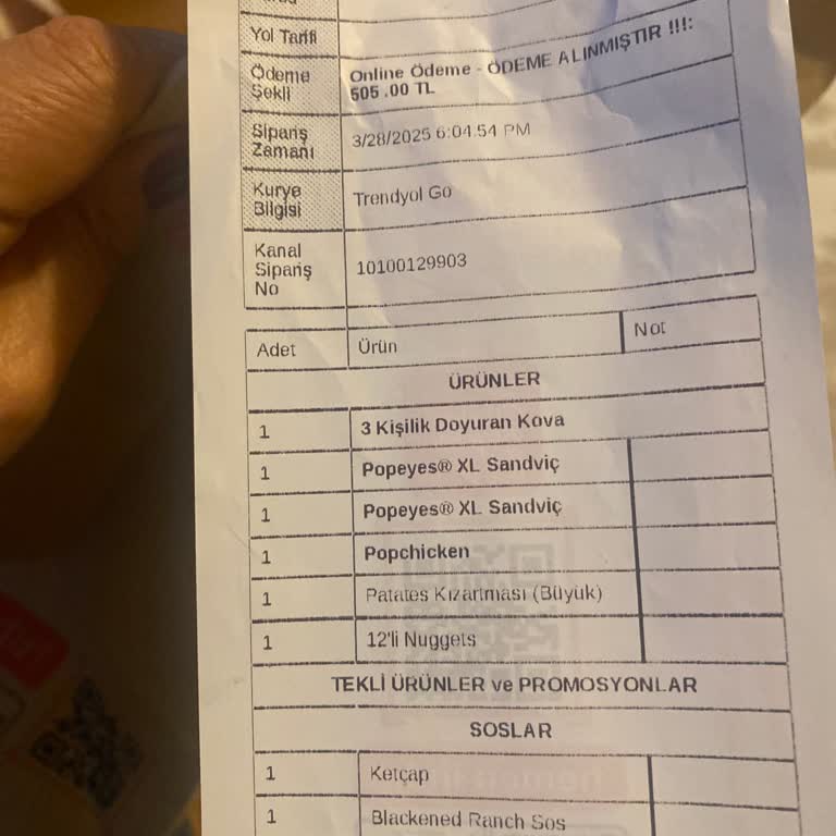 Popeyes Kordonboyu Şubesinde Eksik Sipariş Ve İletişim Sorunu