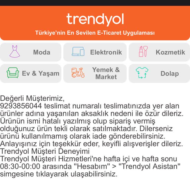 Eksik Gelen Pijama Takımı Siparişi Sorunu