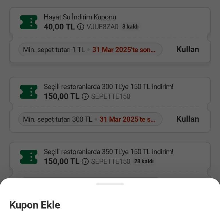 Kullanılamayan Yemeksepeti İndirim Kuponu Mağduriyeti