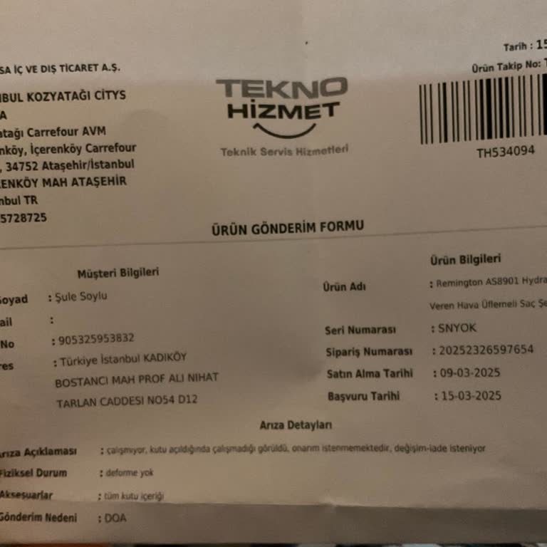 Teknosa'dan Aldığım Saç Şekillendirici Çalışmıyor