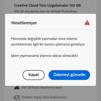 Adobe Creative Cloud Üyeliği İptal Sorunu
