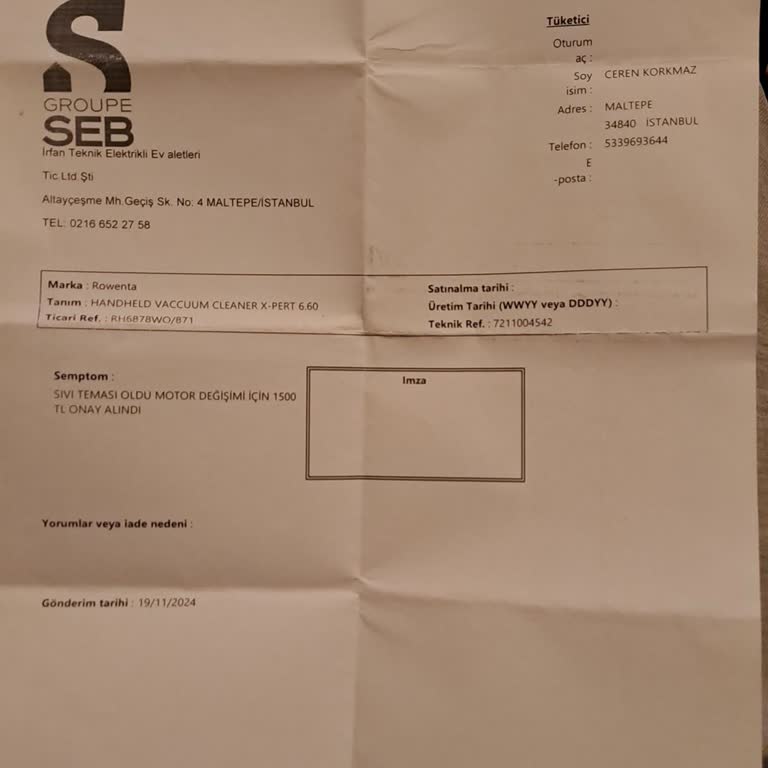 Rowenta Süpürge Tamiri İçin Uzun Süreli Bekleyiş