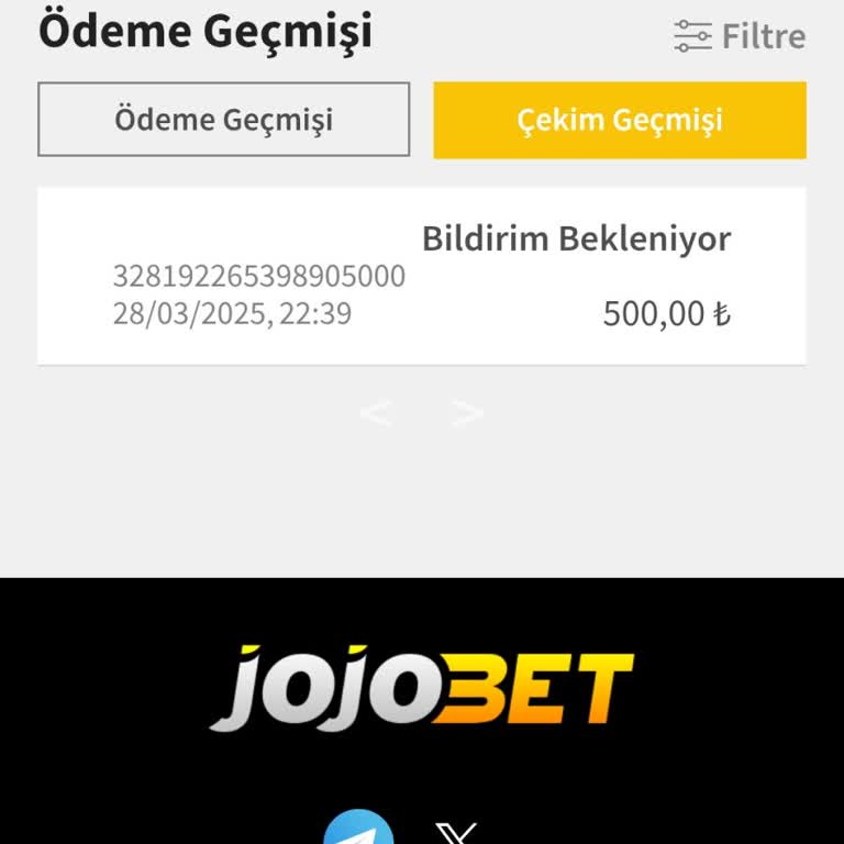 Jojobet 500 TL Çekim İşlemi Sonrası Bekleyen Bildirim