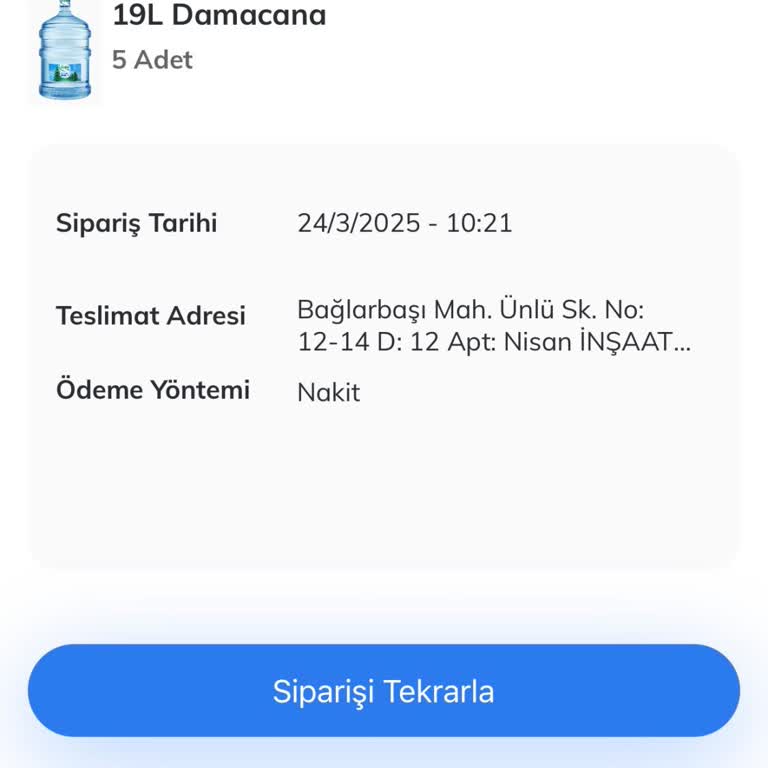Sipariş Edilen Damacana Suların Teslim Edilmemesi