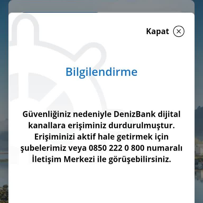 Denizbank Mobil Erişim Sorunu: Güvenlik Nedeniyle Hesap Dondurulması