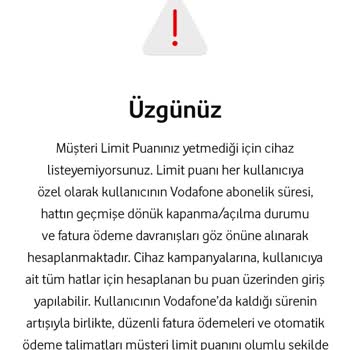 Vodafone'da Limit Puanı Sorunu