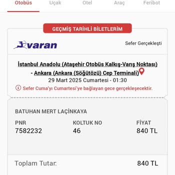 Varan Otobüsünde Rötar Ve Koltuk Sorunu