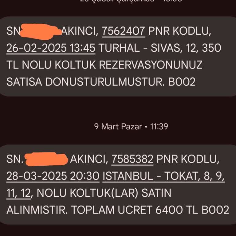 Tokat Yıldızı İle Sürekli Gecikmeler Ve Arızalar
