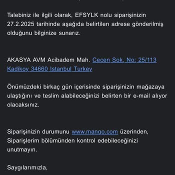 Mango'dan Sipariş Ettiğim Ürün 53 Gündür Teslim Edilmiyor