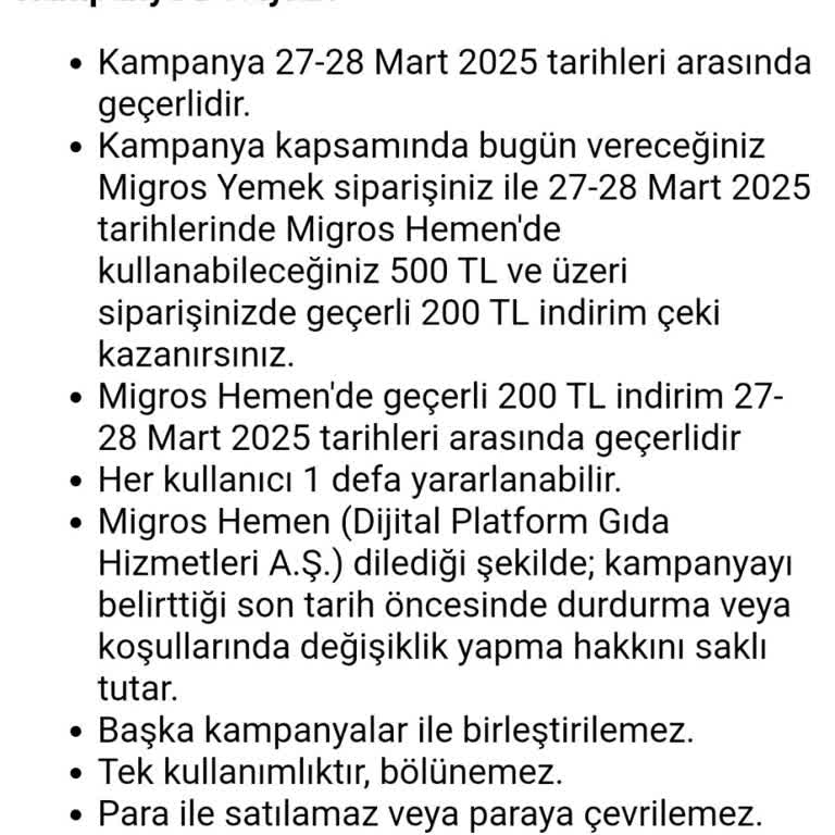 Migros Yemek'te Hediye Çeki Hayal Kırıklığı