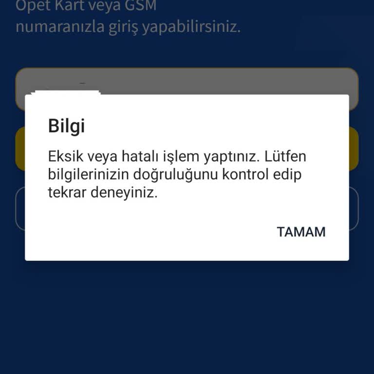Opet Mobil Uygulama Giriş Sorunu: Aktivasyon Mesajı