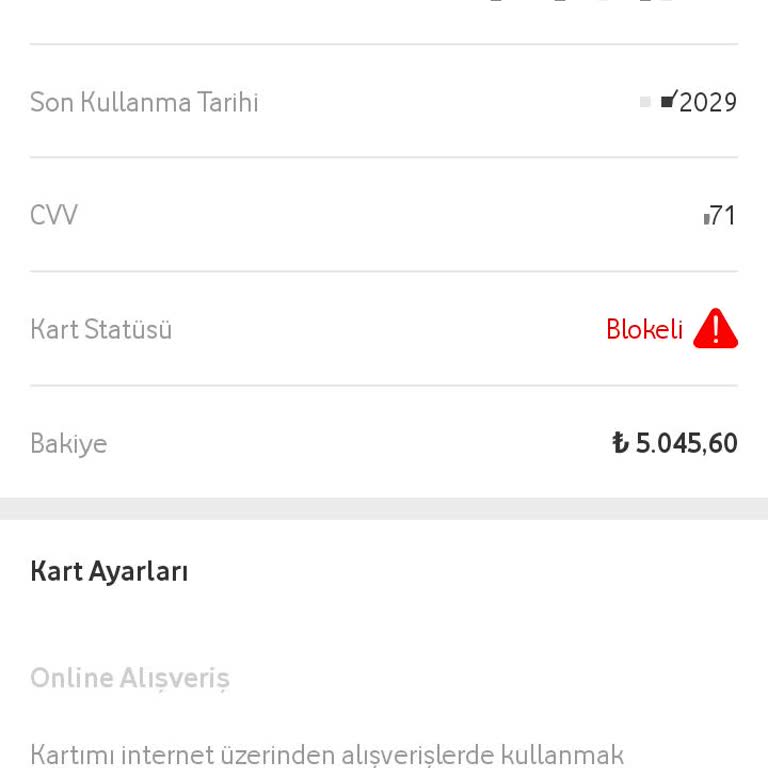 Vodafone Pay Kartım Bloke Edildi Ve 5000₺ Param Rehin Alındı