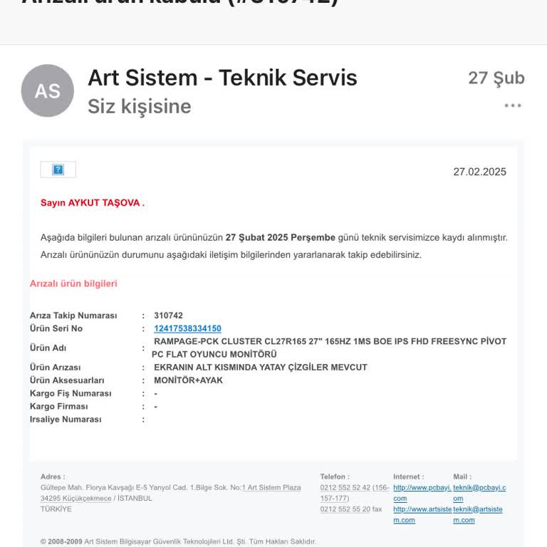 Monitör Tamirinde Yaşanan Gecikme Ve İletişim Sorunları