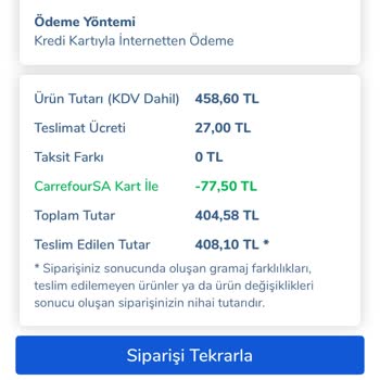 Carrefour SA Siparişim Teslim Edilmedi Param Çöp Oldu