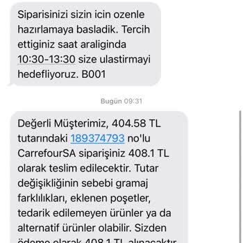 Carrefour SA Siparişim Teslim Edilmedi Param Çöp Oldu