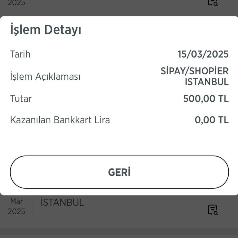 Bilinmeyen İşlem: Kredi Kartımdan Çekilen 500 TL