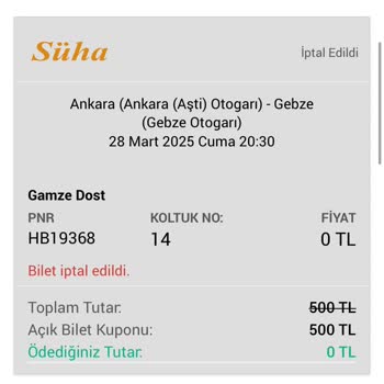 Bilet İadesinde Yanlış Hesaplama Sorunu